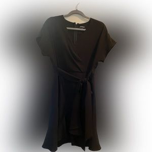 Express Little Black Dress Faux Wrap Dress Ruffle Bow Small NWOT